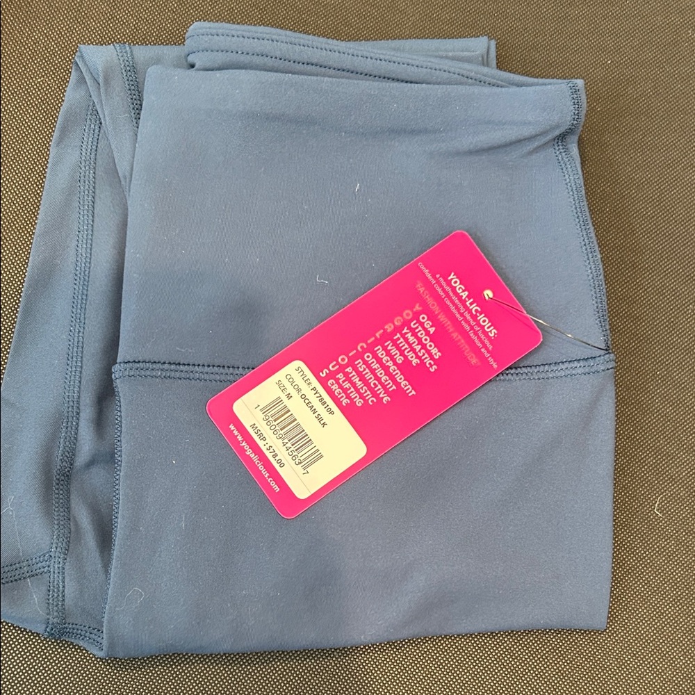 Yogalicious Navy Blue Leggings with Pink Tag